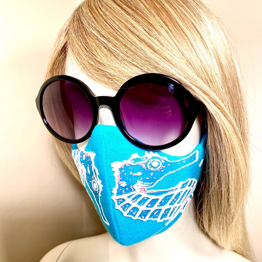 Seahorses - Ear-Loop Face Mask Turquoise